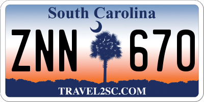 SC license plate ZNN670