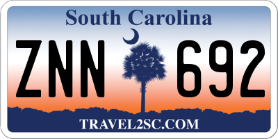 SC license plate ZNN692