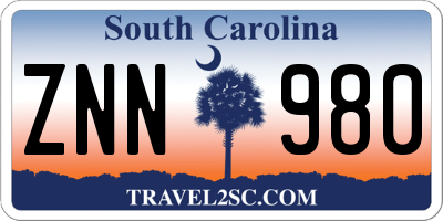 SC license plate ZNN980