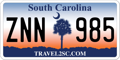 SC license plate ZNN985