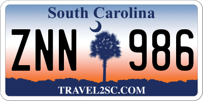 SC license plate ZNN986