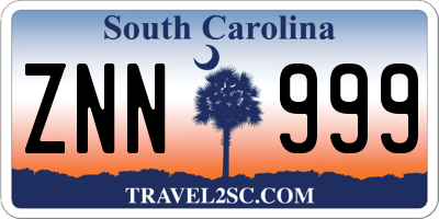 SC license plate ZNN999