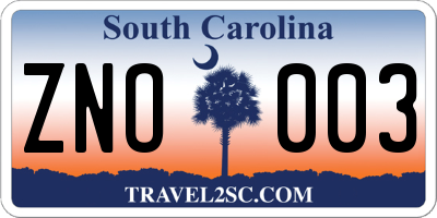 SC license plate ZNO003
