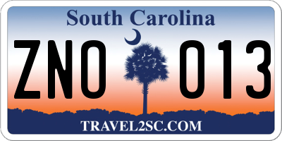 SC license plate ZNO013