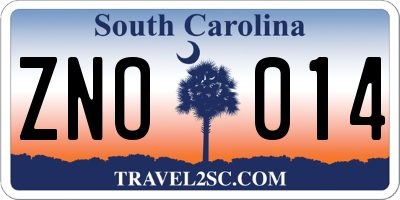 SC license plate ZNO014