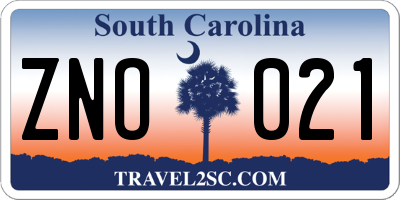 SC license plate ZNO021