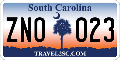 SC license plate ZNO023