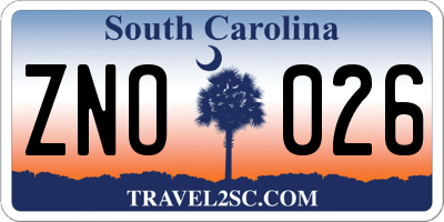 SC license plate ZNO026