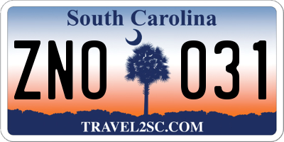 SC license plate ZNO031