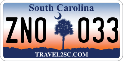SC license plate ZNO033