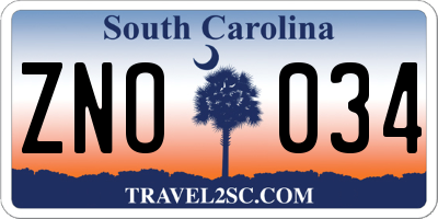 SC license plate ZNO034