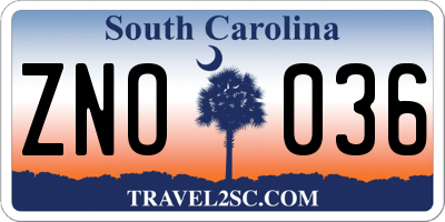 SC license plate ZNO036