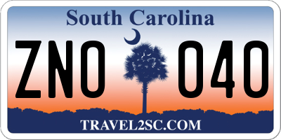 SC license plate ZNO040