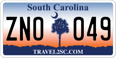 SC license plate ZNO049