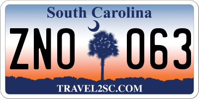 SC license plate ZNO063