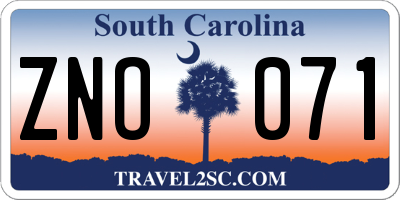 SC license plate ZNO071