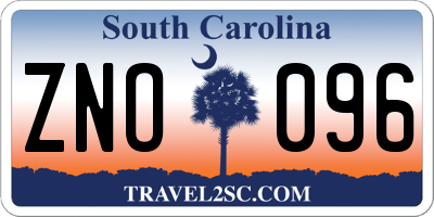 SC license plate ZNO096