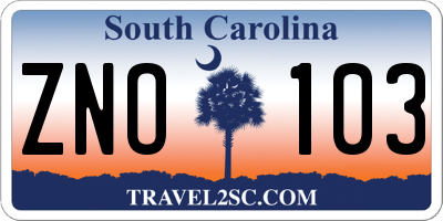 SC license plate ZNO103