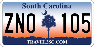 SC license plate ZNO105