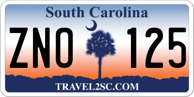 SC license plate ZNO125