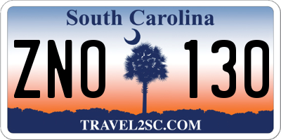 SC license plate ZNO130