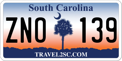 SC license plate ZNO139