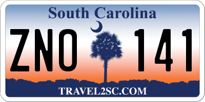 SC license plate ZNO141