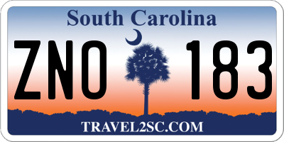 SC license plate ZNO183