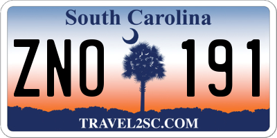 SC license plate ZNO191