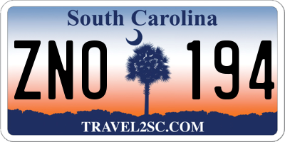 SC license plate ZNO194