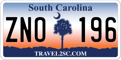 SC license plate ZNO196