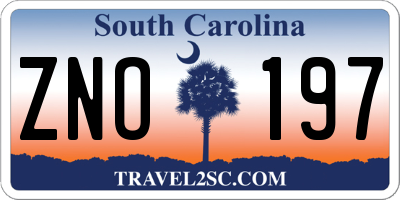 SC license plate ZNO197