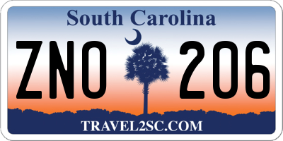 SC license plate ZNO206