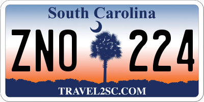 SC license plate ZNO224