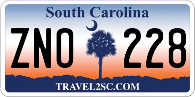 SC license plate ZNO228