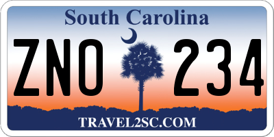 SC license plate ZNO234