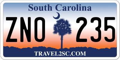SC license plate ZNO235