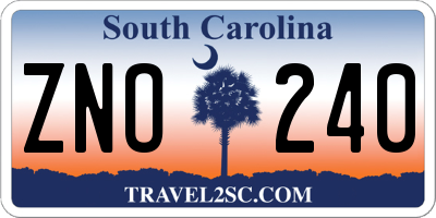 SC license plate ZNO240