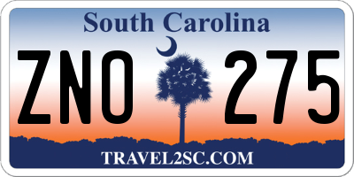 SC license plate ZNO275