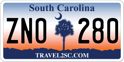 SC license plate ZNO280