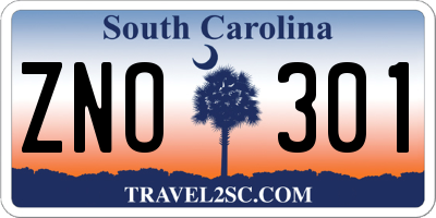 SC license plate ZNO301