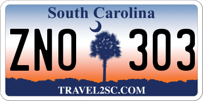 SC license plate ZNO303