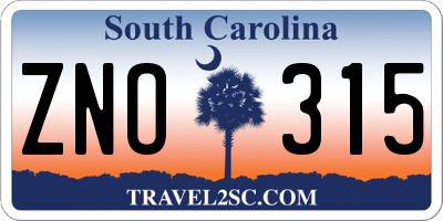 SC license plate ZNO315