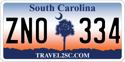 SC license plate ZNO334