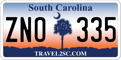 SC license plate ZNO335