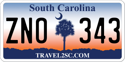 SC license plate ZNO343