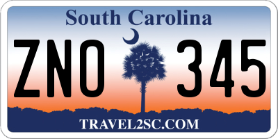 SC license plate ZNO345