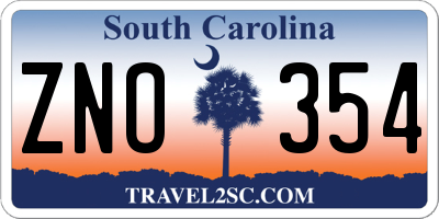 SC license plate ZNO354