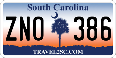 SC license plate ZNO386