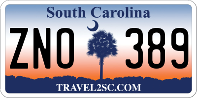 SC license plate ZNO389